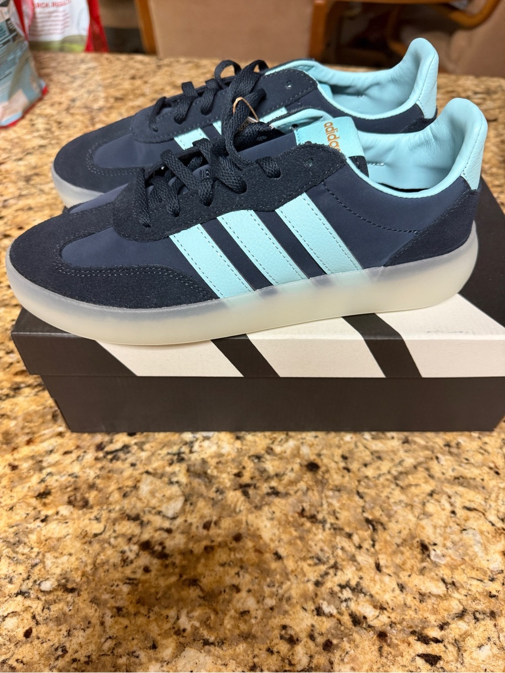 adidas Navy and Light Blue Three-Stripe Sneakers